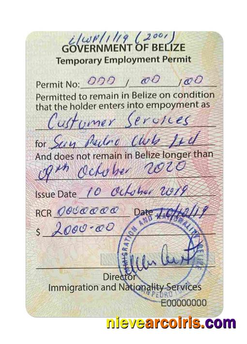 BELIZE work visa